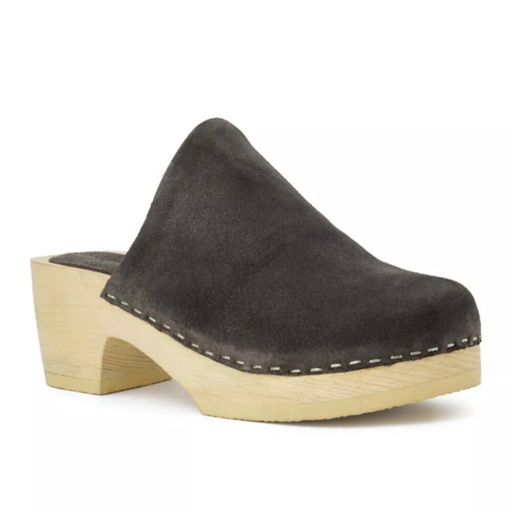 Rag & Co Darcie Suede Clogs / Mules Shoes Black/Grey Size US 5